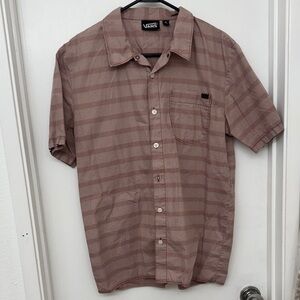 Vans Men's Casual Brown Striped Button Down Shirt